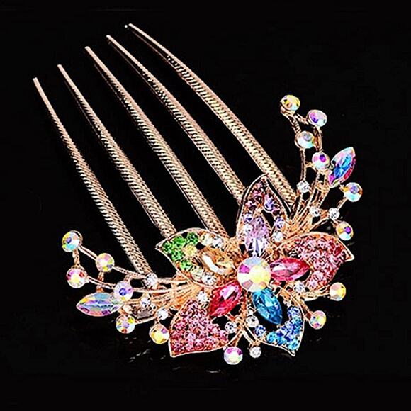 Rhinestone Flower Hairpin Comb Wedding Anniversary Party Banquet